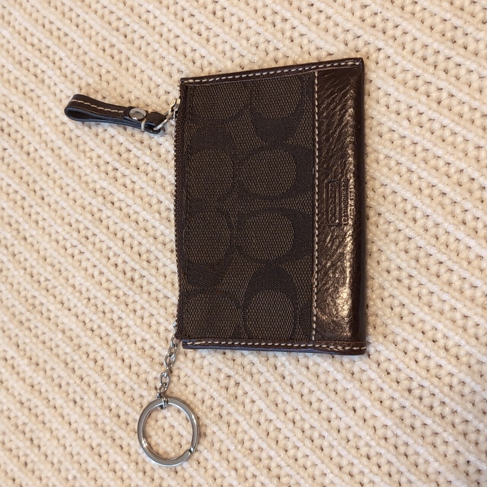 Coach Dark Brown Signature Key Pouch